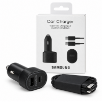شاحن سيارة سامسونج بمنفذي USB-C وUSB-A بقدرة 45 واط و15 واط مع كابل USB-C