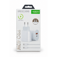 شاحن حائط OPPO بمنفذي USB-A وUSB-C مع كابل Type-C