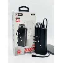 باور بانك إكس بلس A-16 سعة 20000 مللي أمبير بكابلات مدمجة ومنفذي USB – مخرج حتى 2.1 أمبير