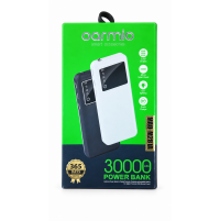 باور بانك أورميو 30000 مللي أمبير ساعة بثلاثة منافذ USB وكشاف LED ومؤشر بطارية