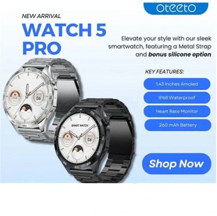 ساعة Oteeto Watch 5 Pro الذكية | شاشة AMOLED وتقنيات متطورة لتتبع الصحة